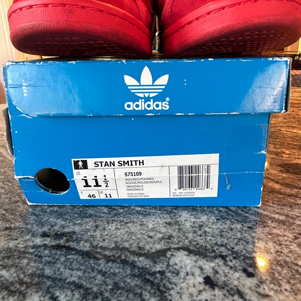 Size 11 red suede Stan Smith